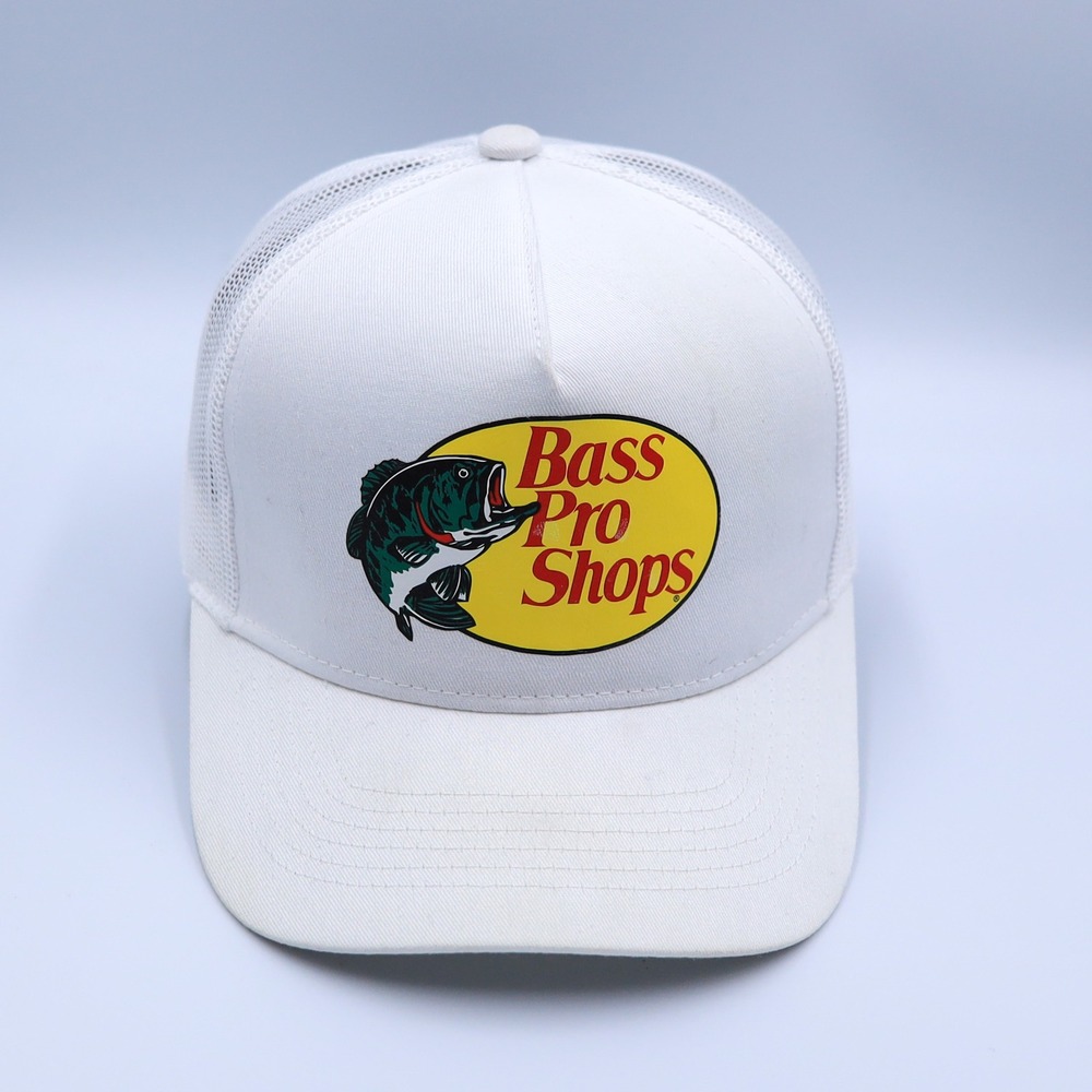 Bass Pro Shops Trucker Hat Unisex OSFM White Mesh Logo Snapback Fishing Cap